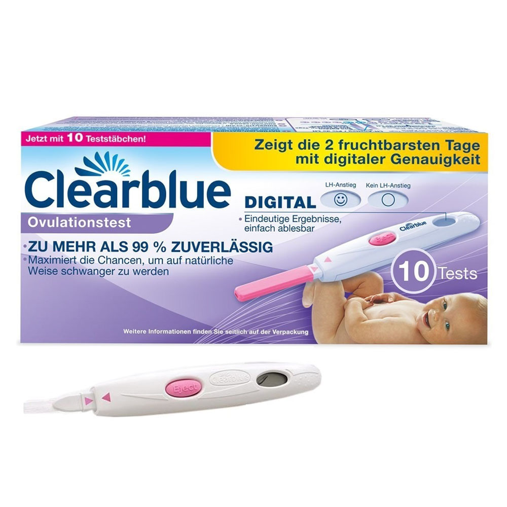 Clearblue Digital Ovulationstest Morgens Negativ Abends Positiv Clearblue Digital Ovulationstest - 10 Stück Teststäbchen Pack + 5