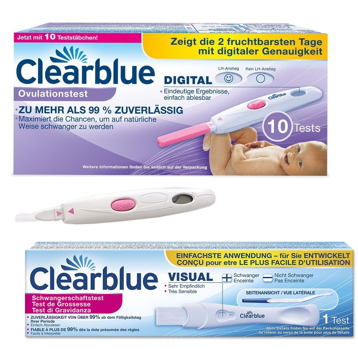 Clearblue Digital Ovulationstest 10 Stück + Clearblue Schwangerschaftstest +/-